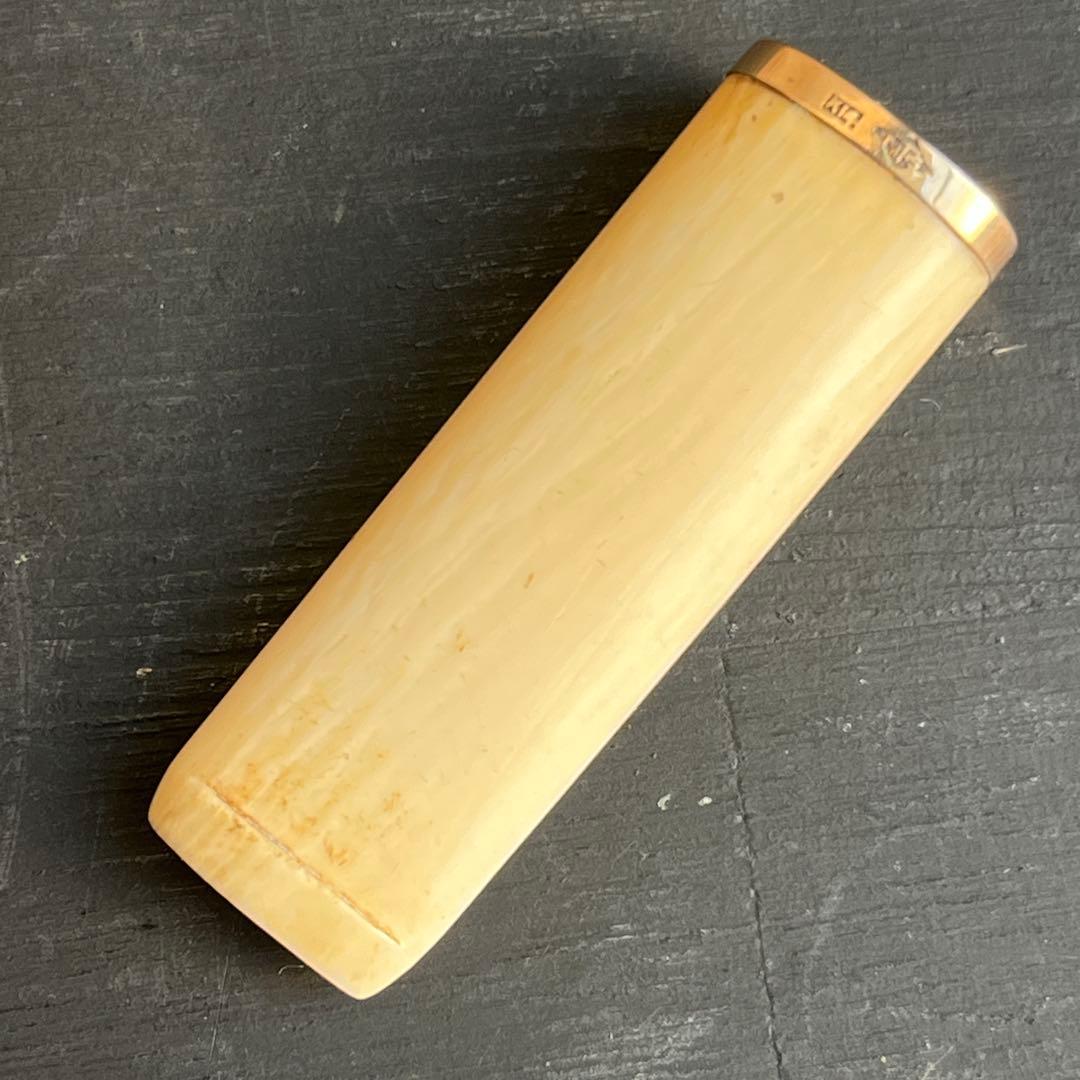 14金 パイプ 吸い口 マウスピース レザーケース付き 喫煙具 タバコ 骨董