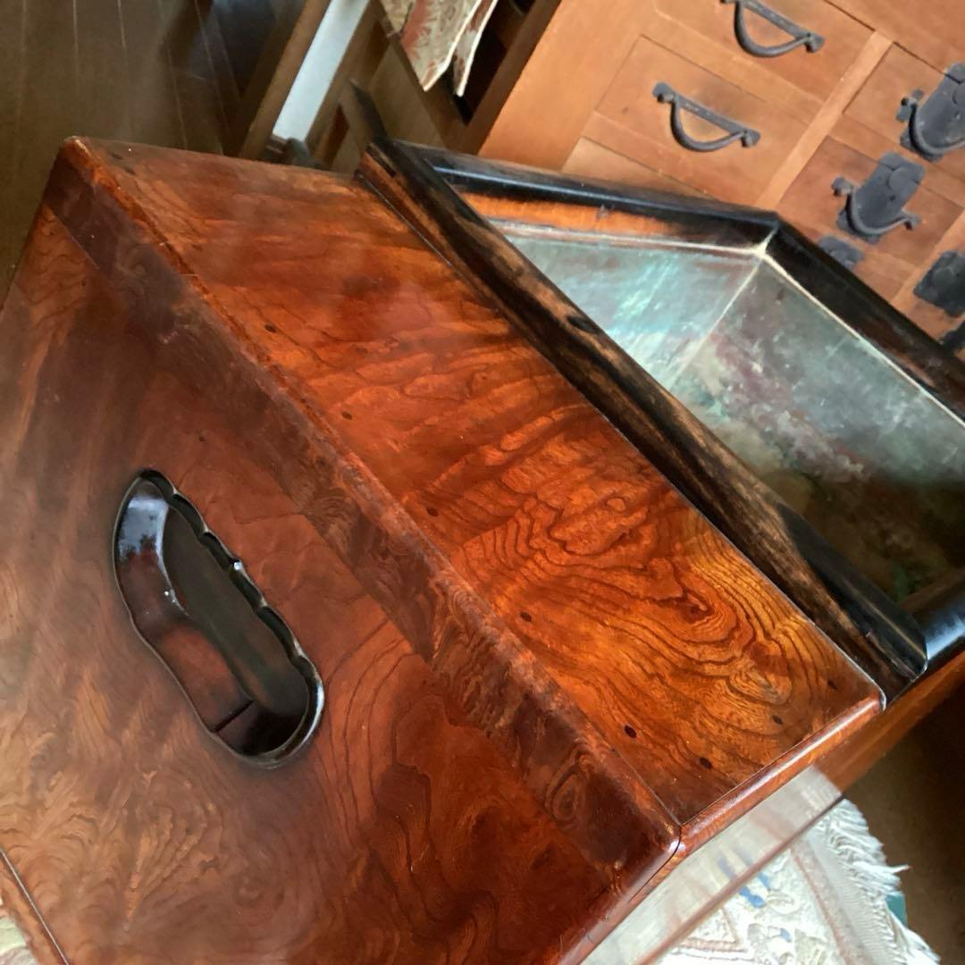 江戸火鉢　長火鉢　関東火鉢　欅　玉杢　銘木　（特注五徳付）