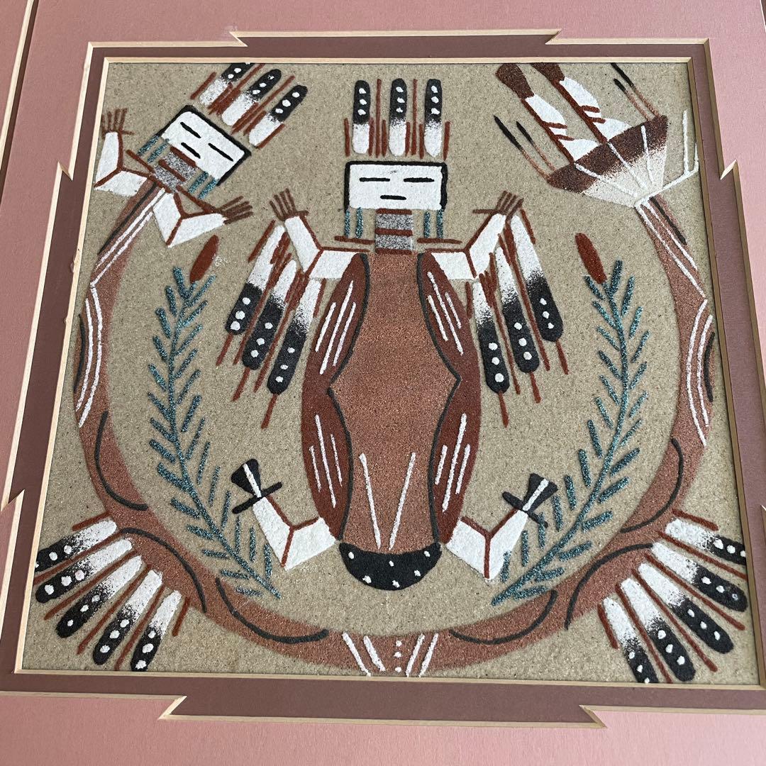 ネイティブアメリカン　ナバホ族サンドペイント砂絵USAヴィンテージnavajo