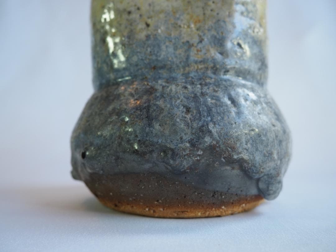 14代坂田泥華造『萩灰被耳付花入』（共箱）山口県指定無形文化財