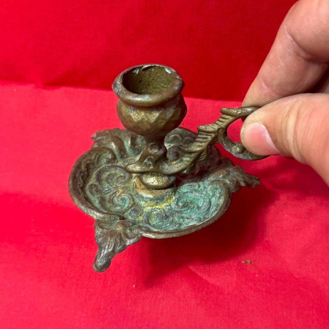 アンティーク　真鍮　蝋燭立て　手持ち蝋台　キャンドルスタンド