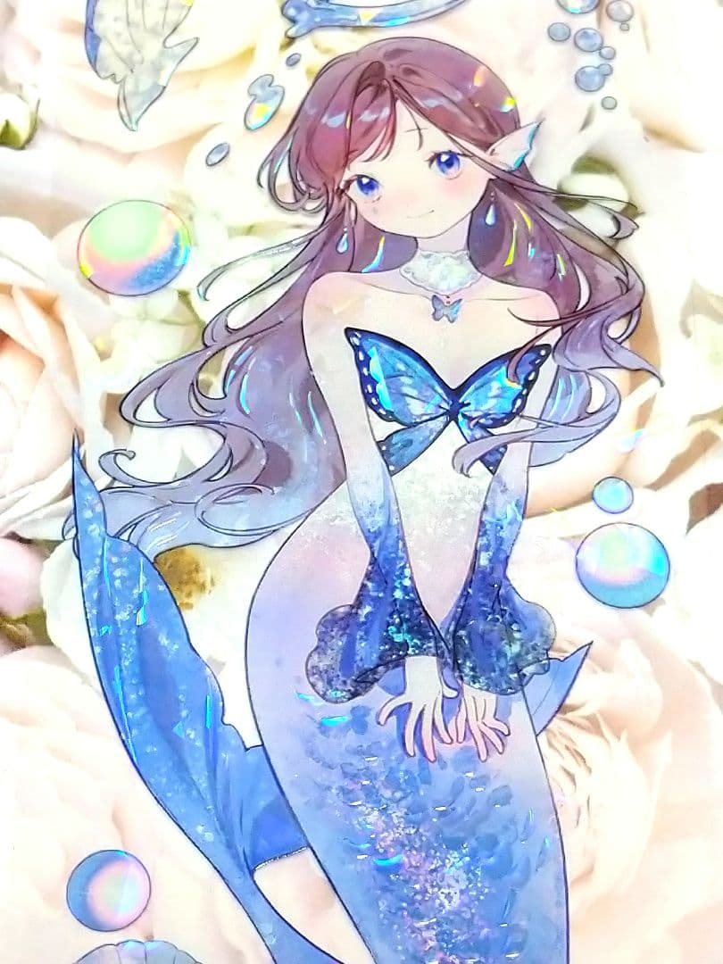 J473＃鲛人泪(贝壳光)刺猬家切り売り海外人物マステ女の子人魚