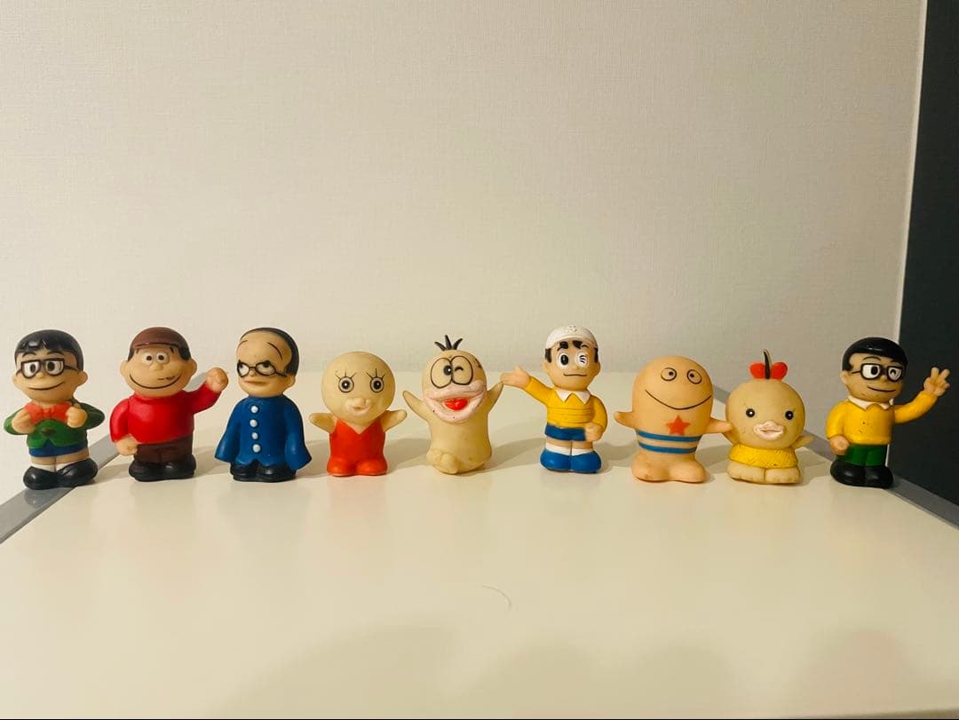 ★希少★ 昭和 バンダイ オバケのQ太郎 わいわい大集合 ソフビ指人形9体セット