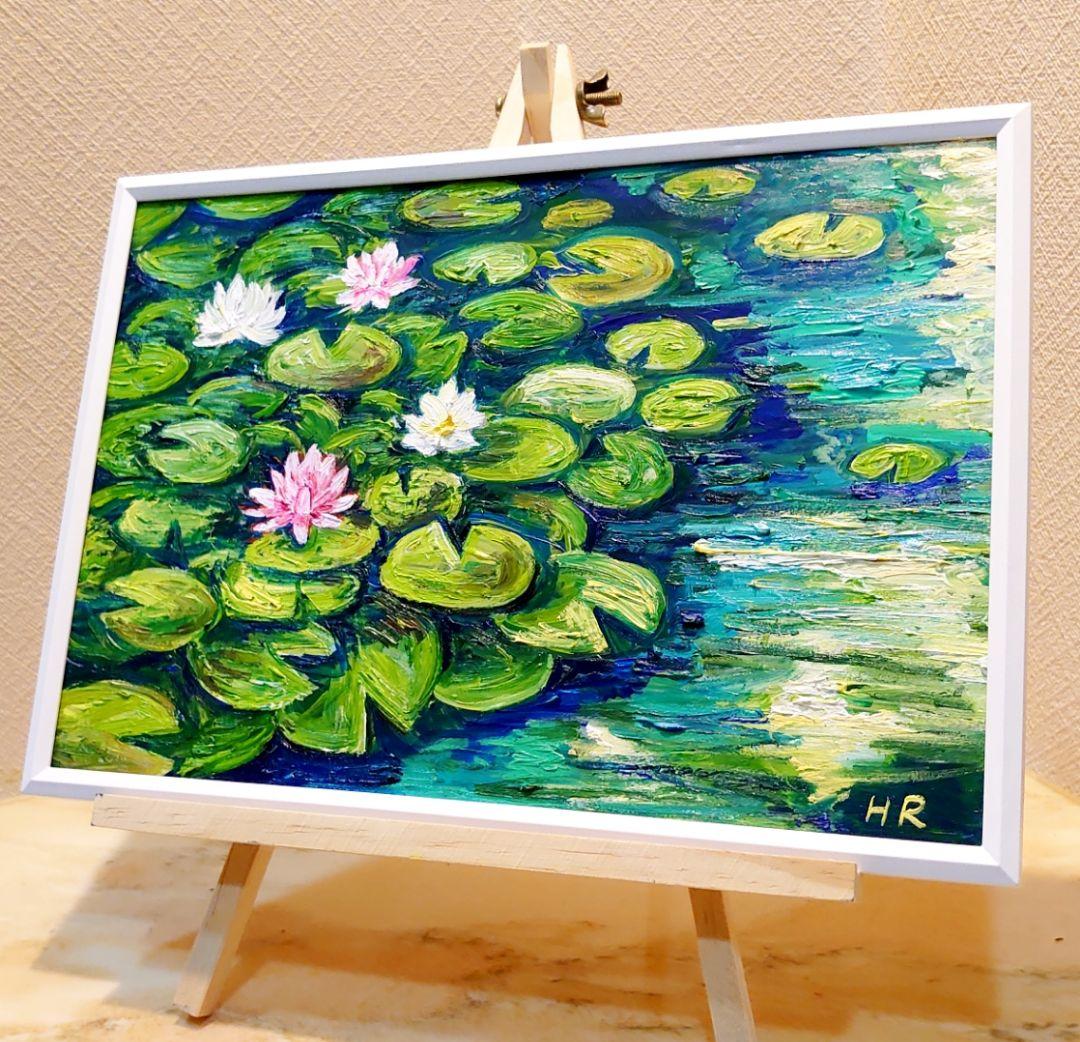 油絵 絵画【蓮の池】