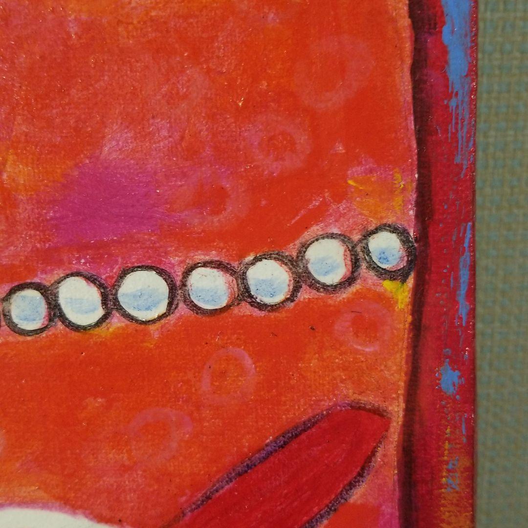 油絵　ロンロンロン　鳥の家族のティータイム