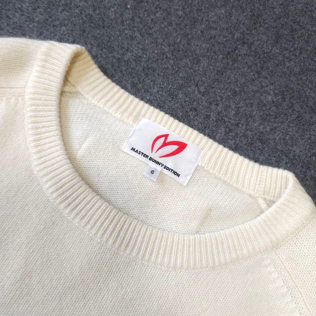 【マスターバニーエディション】人気カシミヤ混×ロゴ 長袖ゴルフニットセーターLL