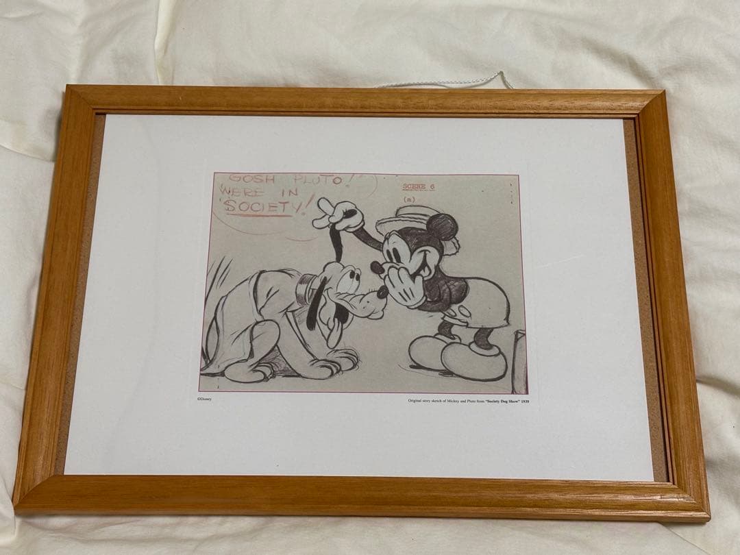 Disney ディズニー スケッチ複製 Mickey＆Pluto 2枚セット