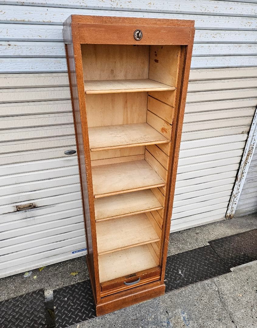 フランスアンティーク 蛇腹のファイルキャビネット 木製 飾り棚 下駄箱