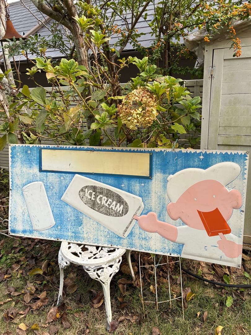 アンティーク　メタル　サイン　プレート　看板　ICE CREAM アメリカ　レア