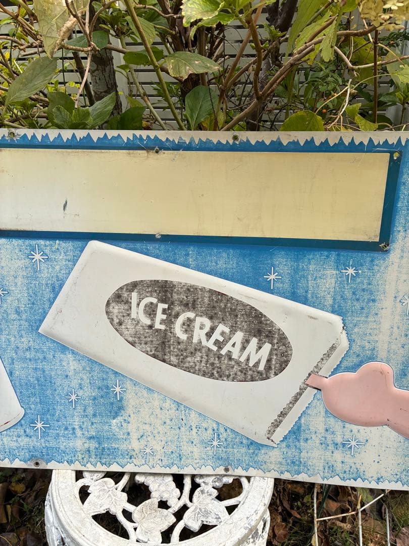 アンティーク　メタル　サイン　プレート　看板　ICE CREAM アメリカ　レア