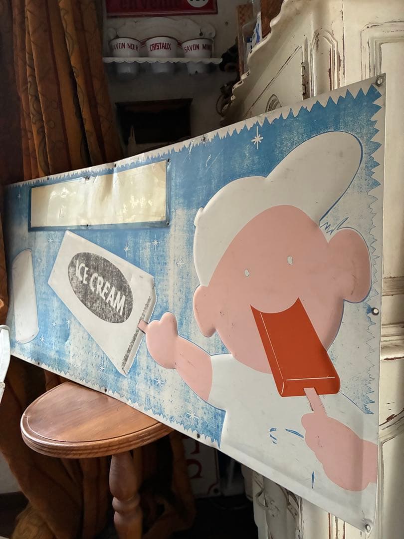 アンティーク　メタル　サイン　プレート　看板　ICE CREAM アメリカ　レア