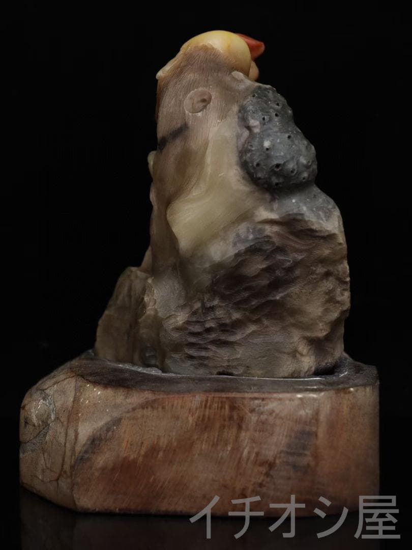 中国古美術 寿山石紅芙蓉石彫 寿星随形印材 印章置物 手彫精緻 文房 印鑑 開運