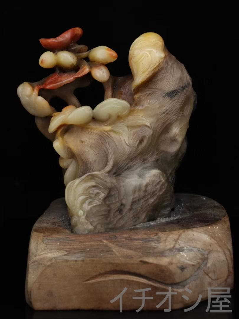 中国古美術 寿山石紅芙蓉石彫 寿星随形印材 印章置物 手彫精緻 文房 印鑑 開運