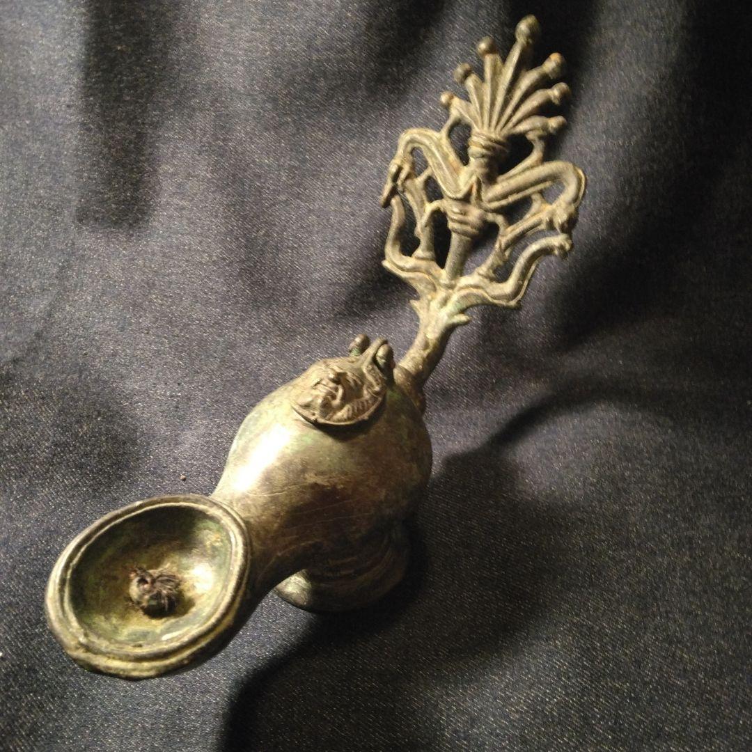 青銅製アンティーク雑貨　外国製灯火器　ランプ