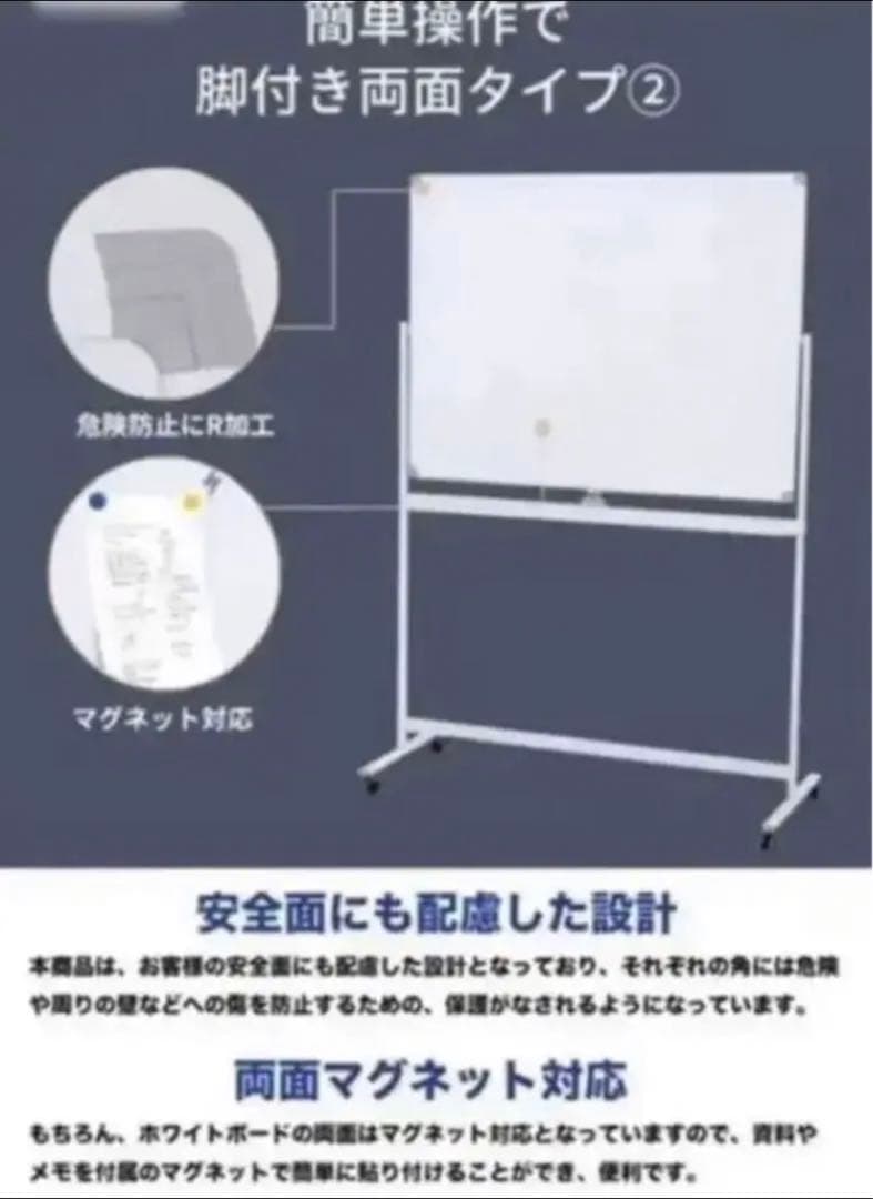 ホワイトボード 移動式 キャスター付き おしゃれ 両面 120cm*90cm