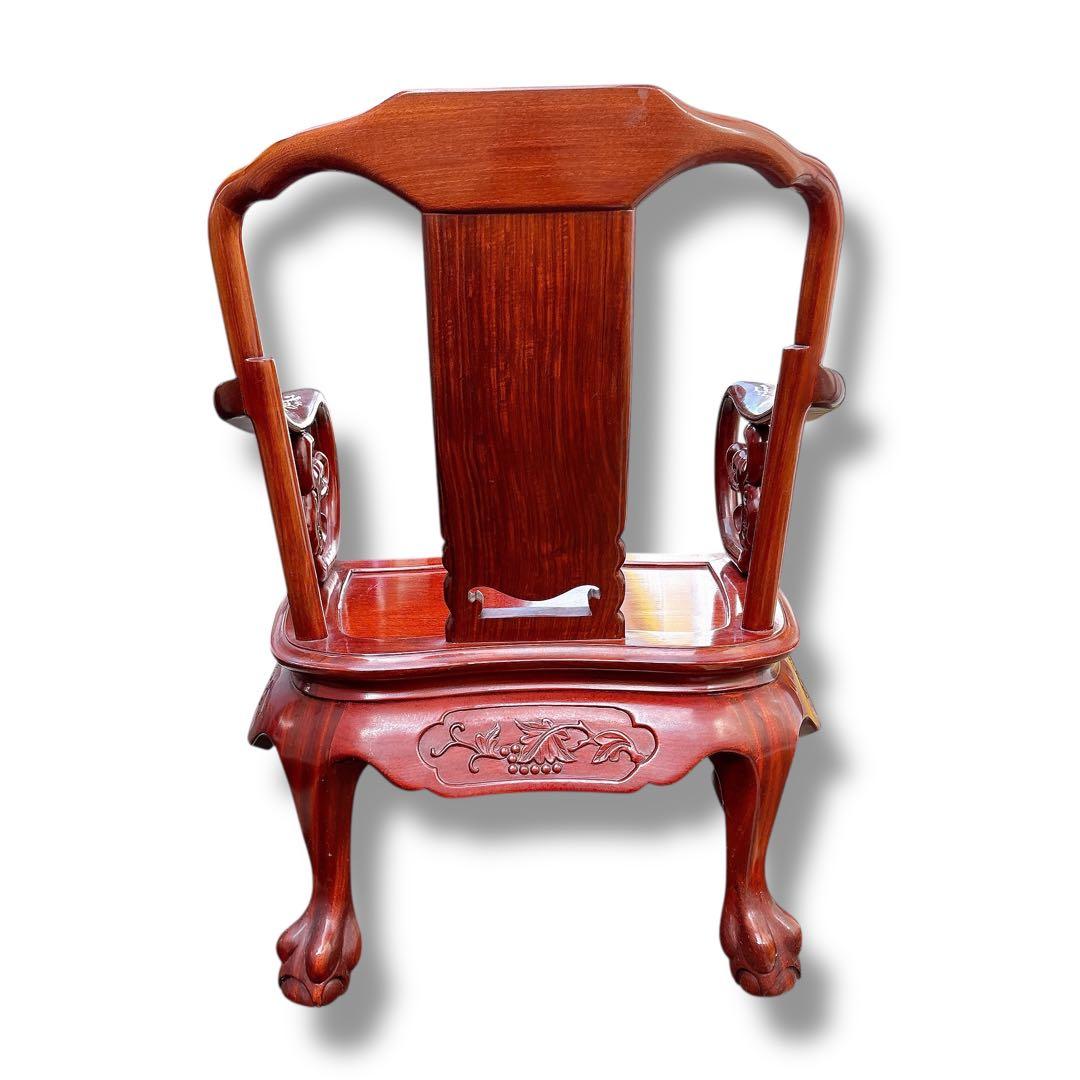 アンティーク 猫脚 彫刻 肘掛椅子 店舗什器 木製 チェア ブラウン 大型