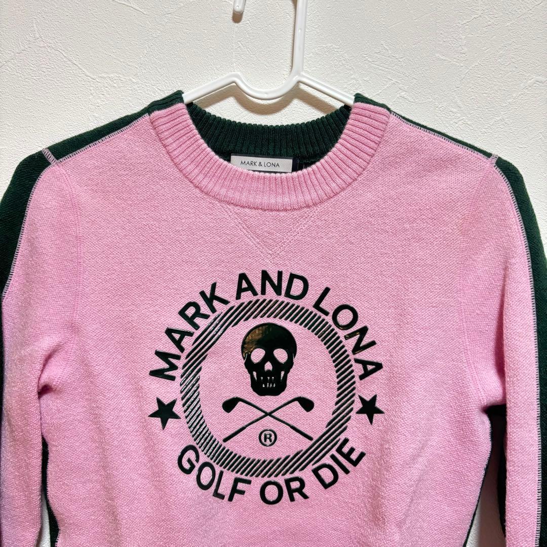 『美品』MARK & LONA ゴルフセーター ピンク&深緑