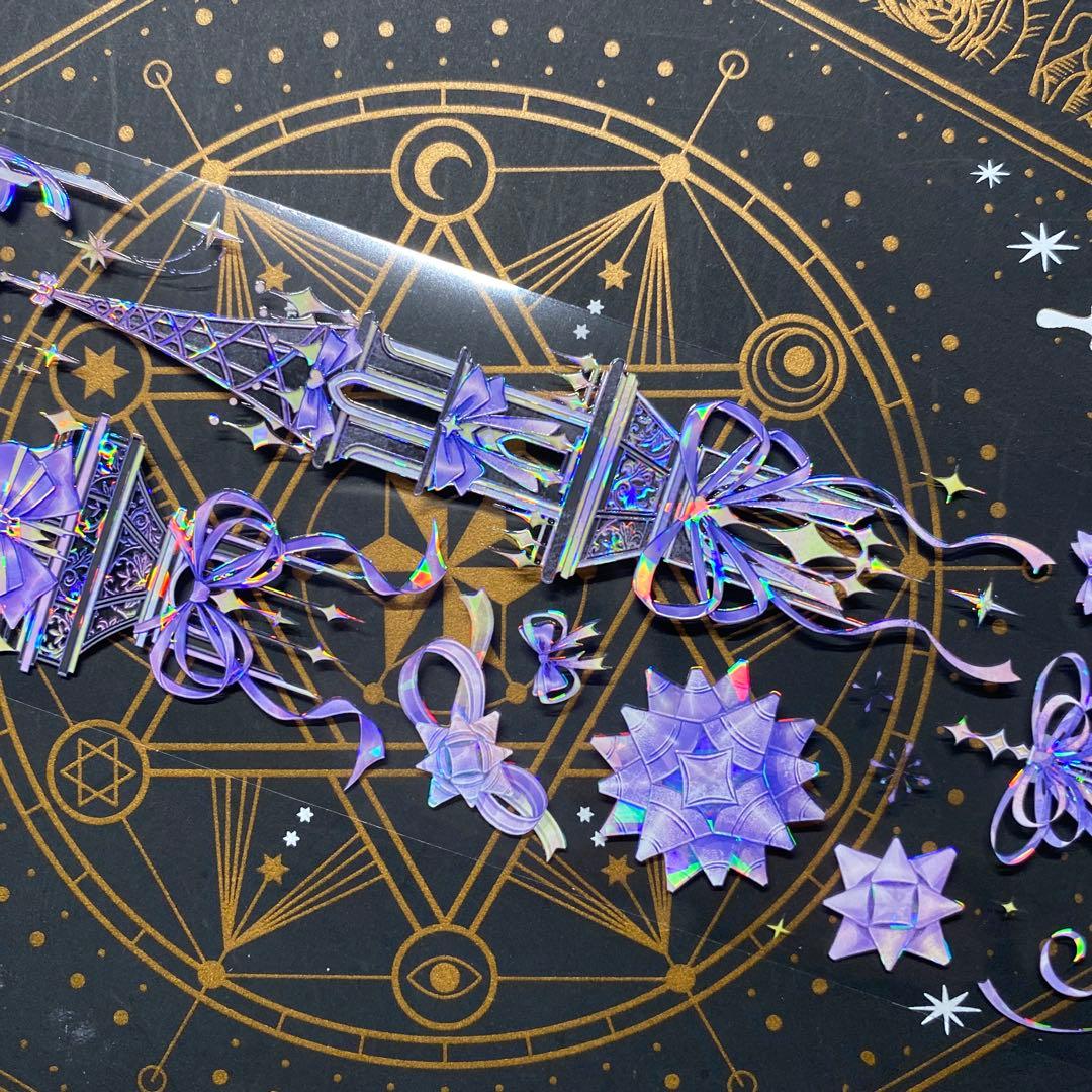 【9248】海外　マステ　中古巻　貝殻光マスキングテープ　紫　装飾系