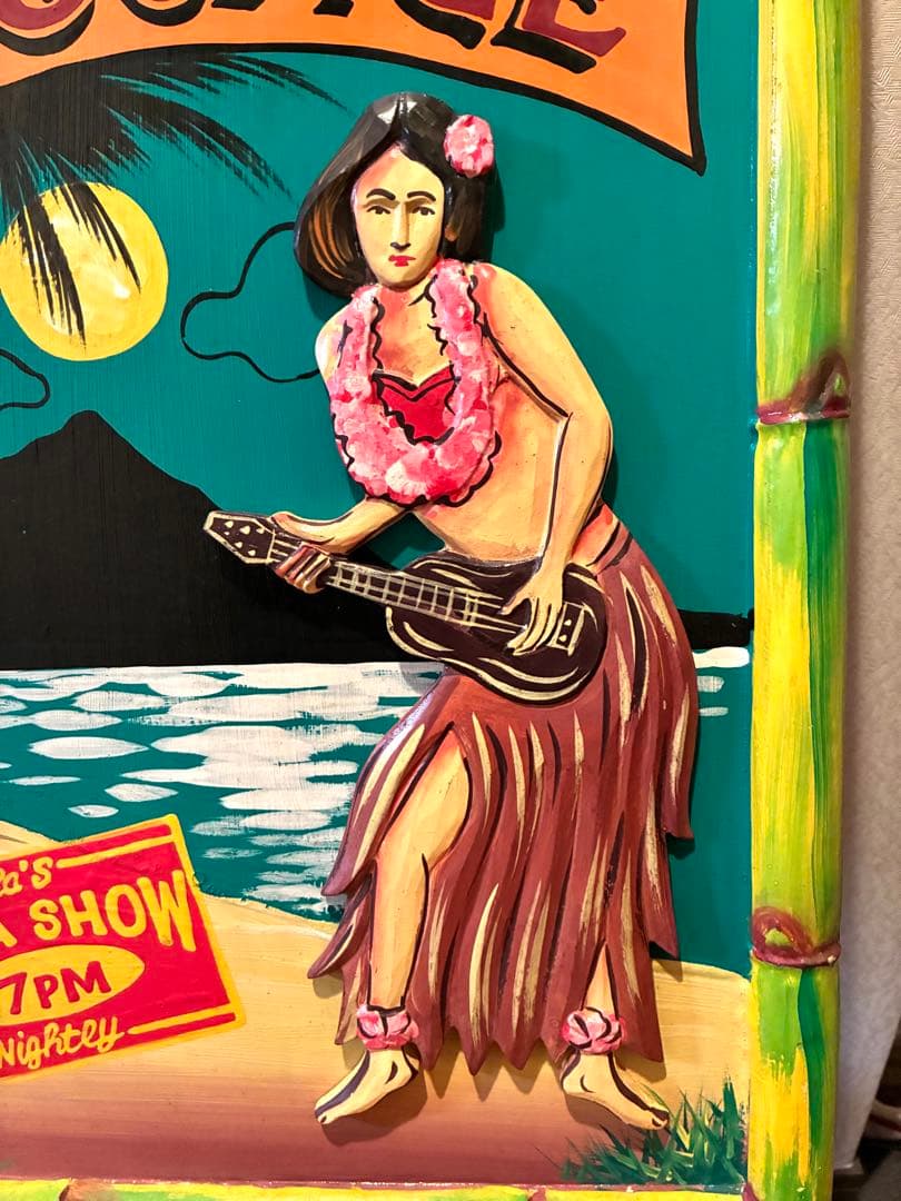 ハワイ　フラガール　サインボード　立体看板　ハワイアン雑貨