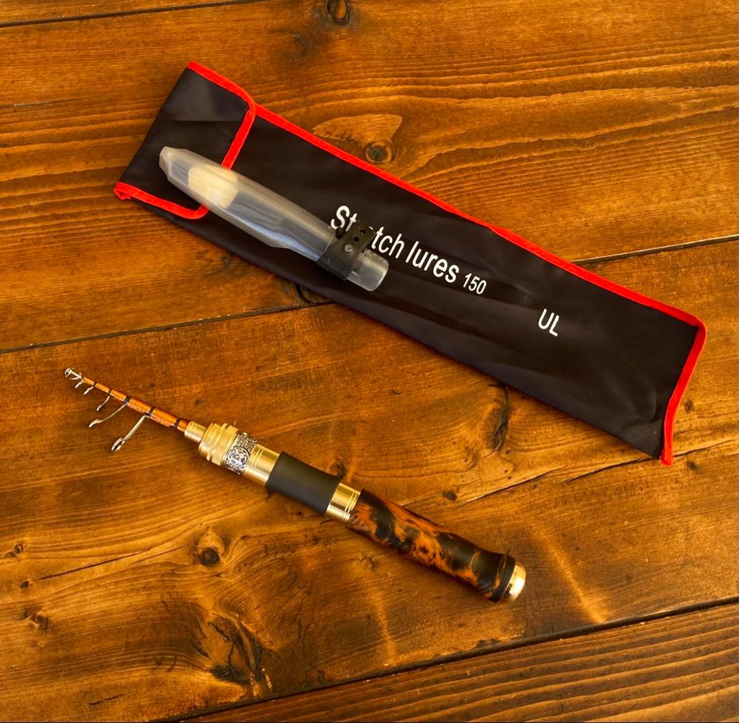 渓流釣りセット　トラウトロッド　スピニングリール　ウッドノブ　天然木グリップ