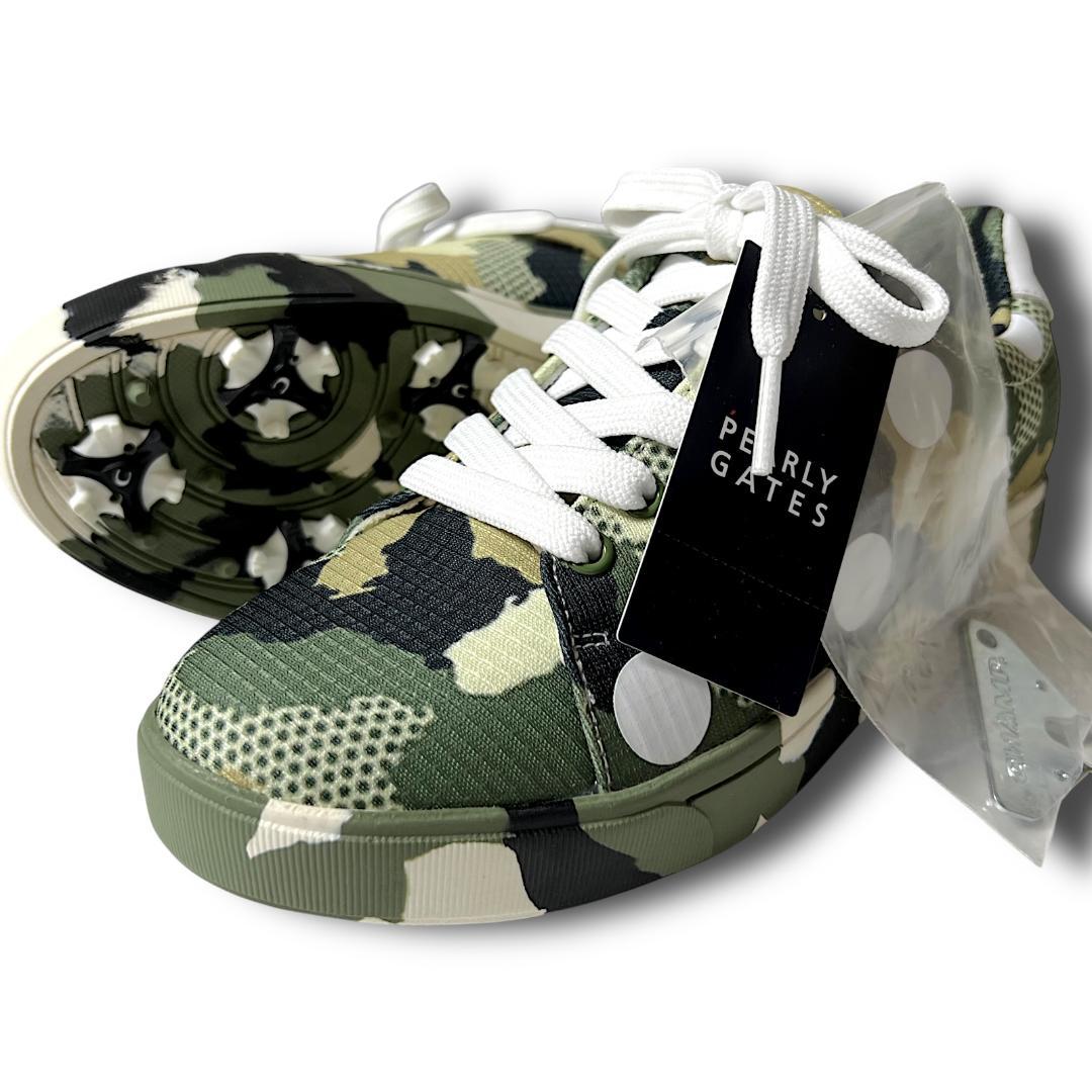 23cm パーリーゲイツ CAMO×ロゴ スパイク ゴルフシューズ