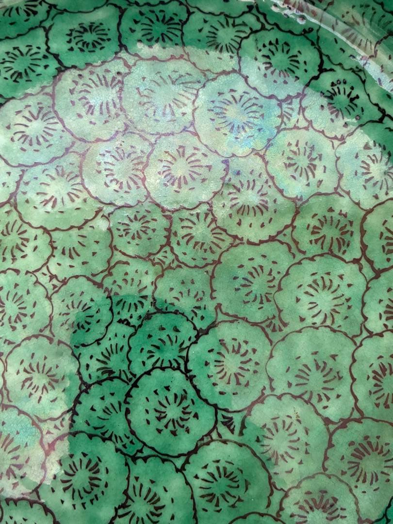 江戸時代幕末 明治以降 再興九谷 吉田屋窯 青手九谷 色絵芭蕉文 蓋付鉢