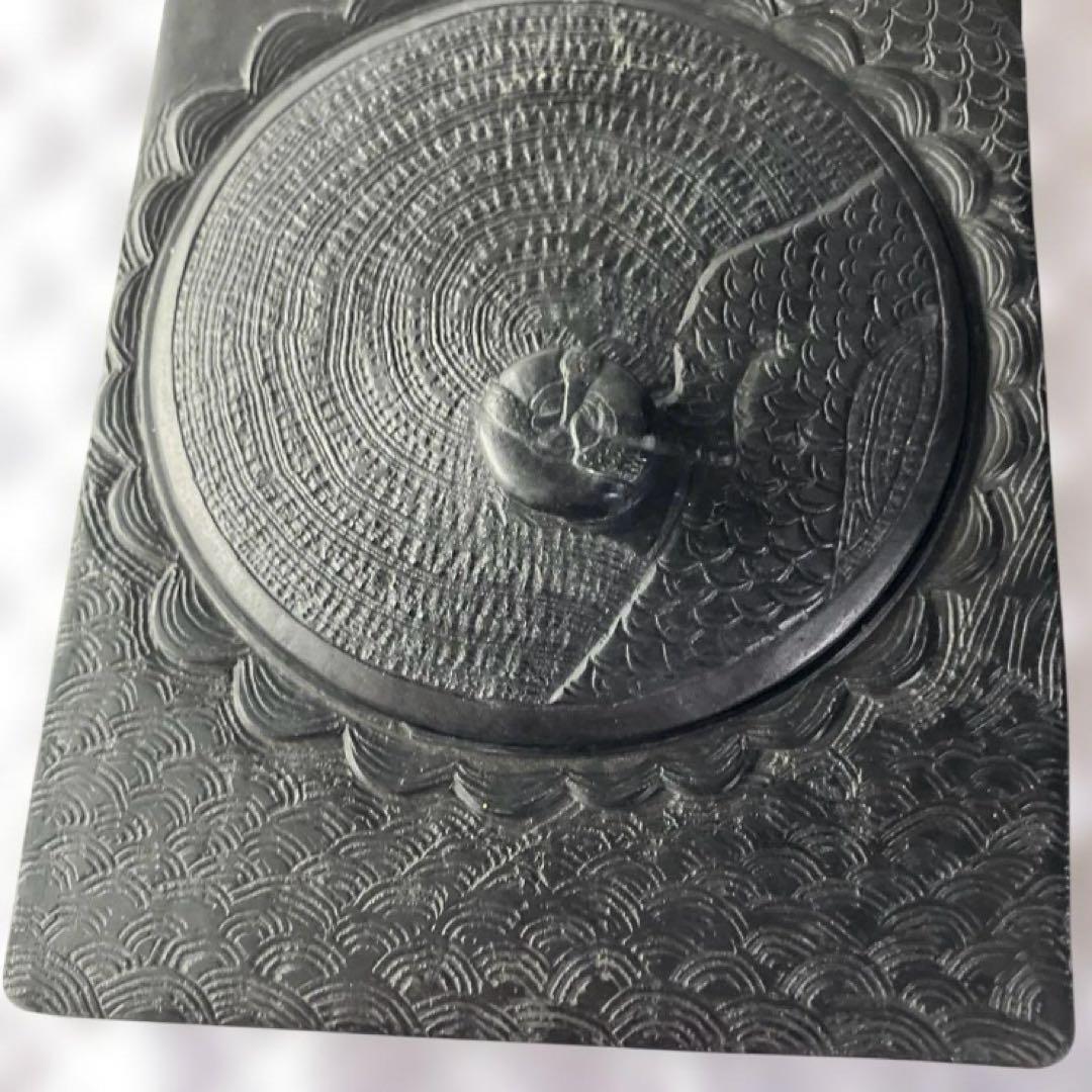 手彫り龍硯 蓋付き　硯　高級書道具　骨董品