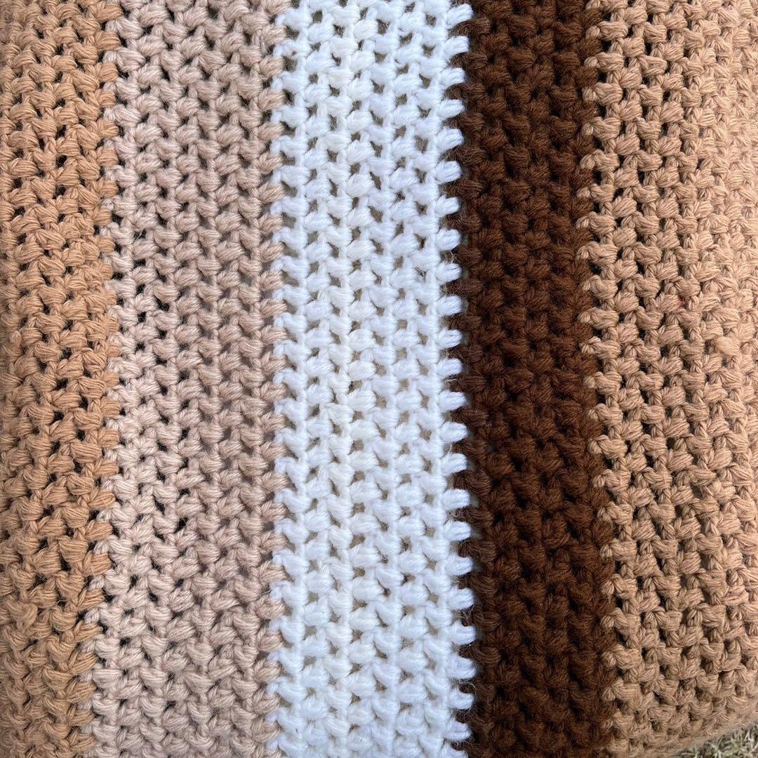 【USA vintage】グラニーブランケット　ラグ　ブラウン系