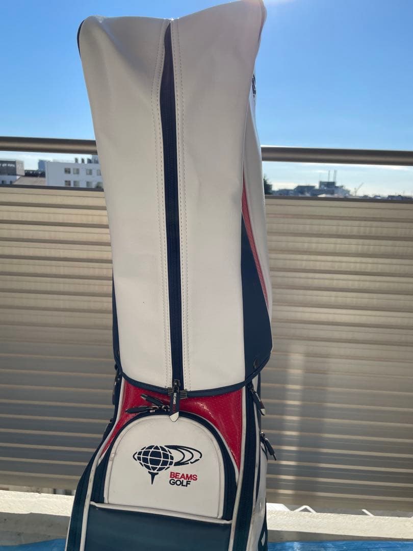 BEAMS GOLF キャディバッグ ホワイト/レッド/ネイビー
