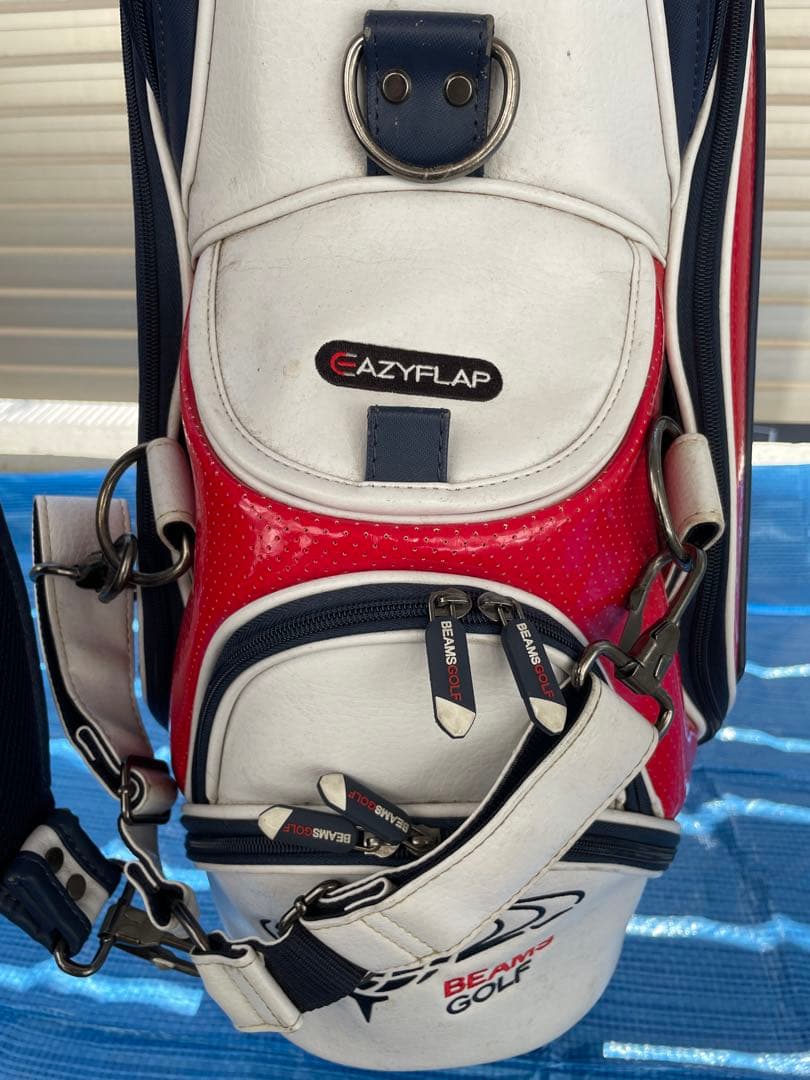 BEAMS GOLF キャディバッグ ホワイト/レッド/ネイビー