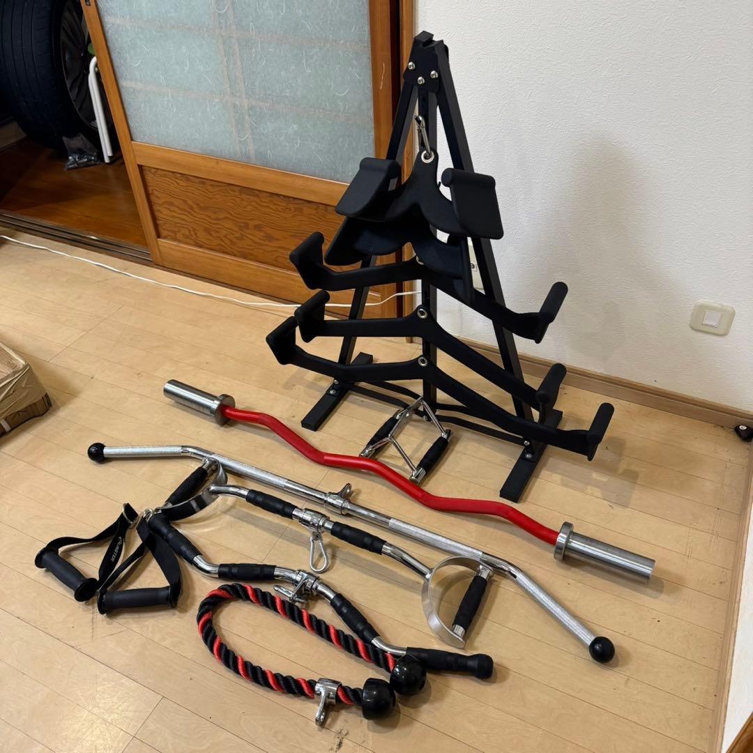 総額約10万♪ IROTEC他 ラットプルダウンバー バーベルシャフト ラック他
