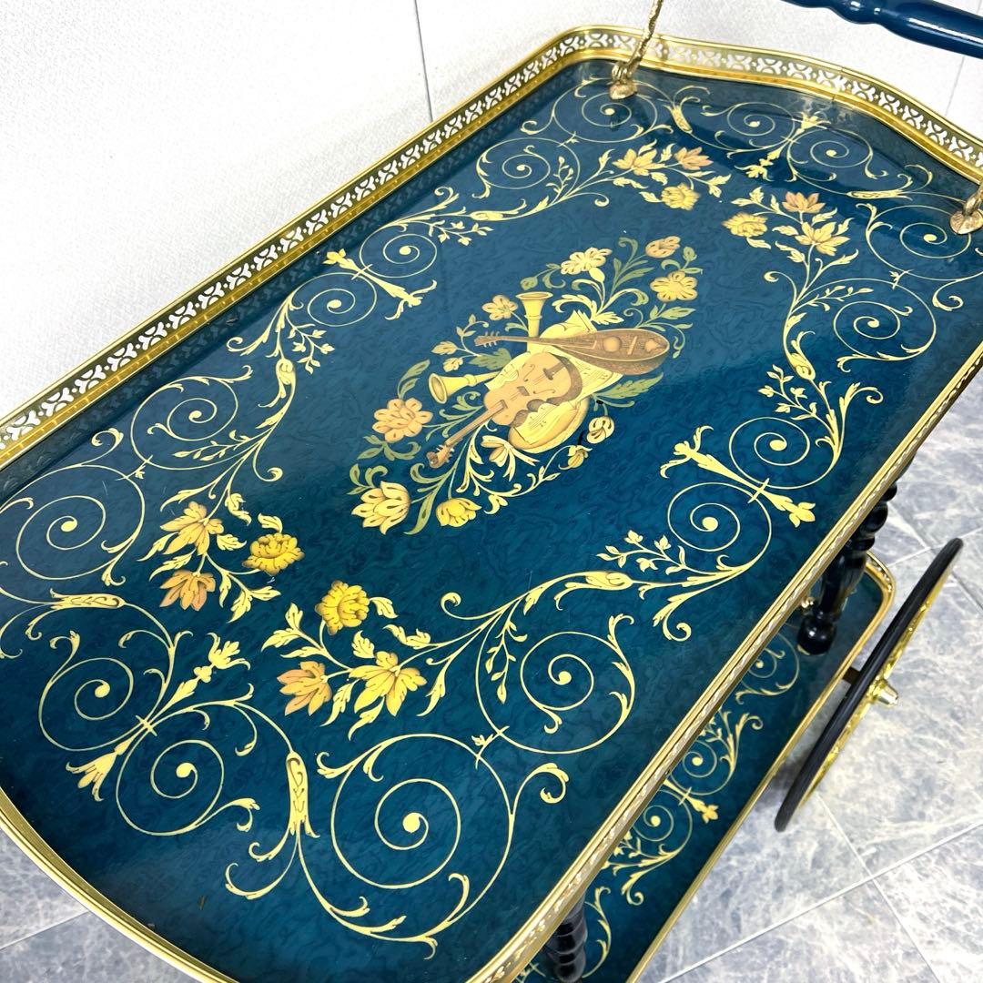 イタリア製 アンティーク キッチン 配膳 ワゴン キャスター付