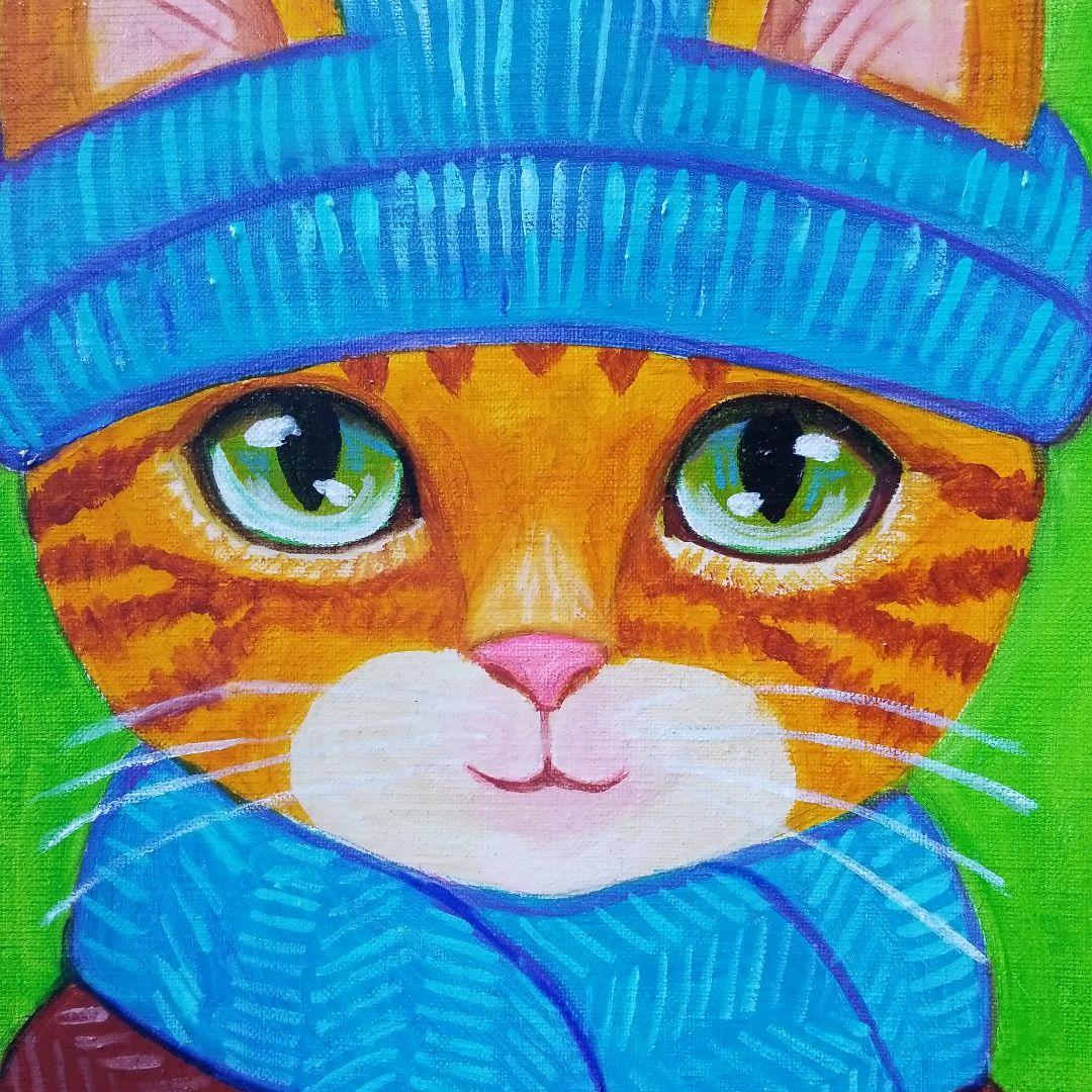 油絵　専用　ニットが大好きな猫　2