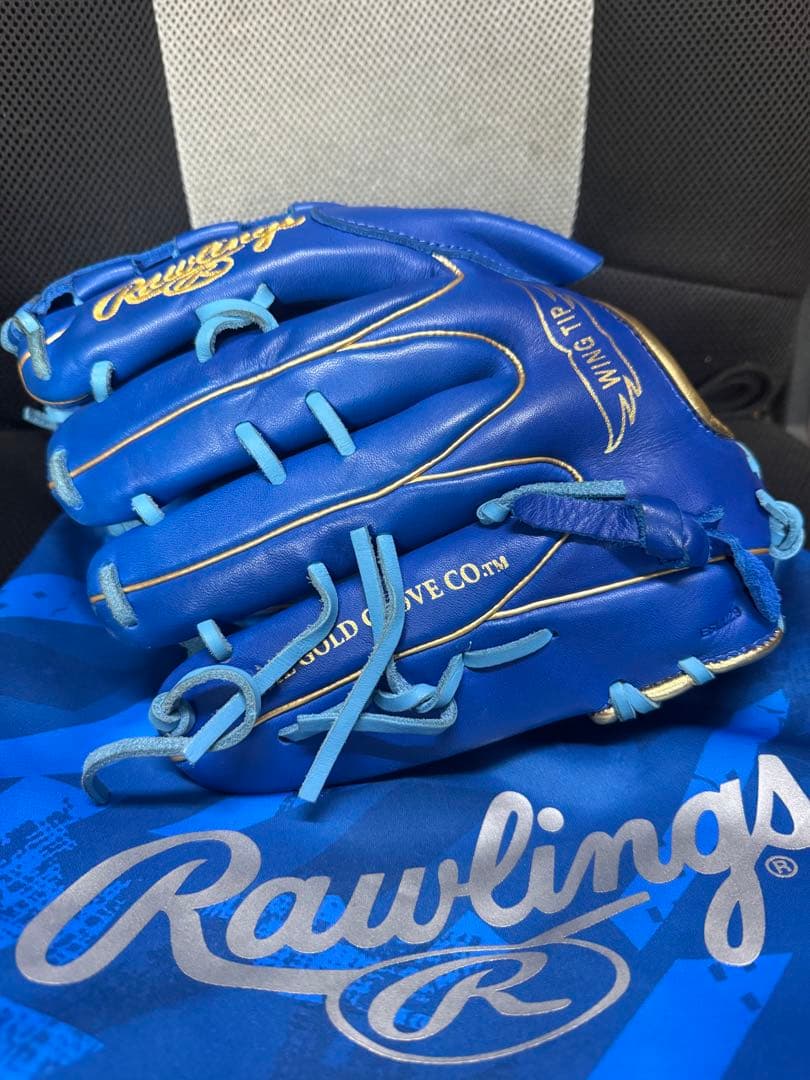 Rawlings Wing 青 軟式グローブ ピッチャー用　収納袋付き