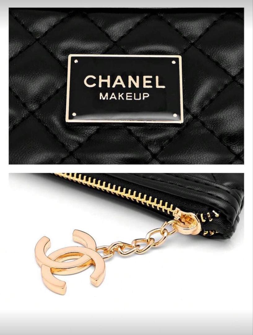 CHANEL ブラック 化粧ポーチ　ダイアモンドパターン