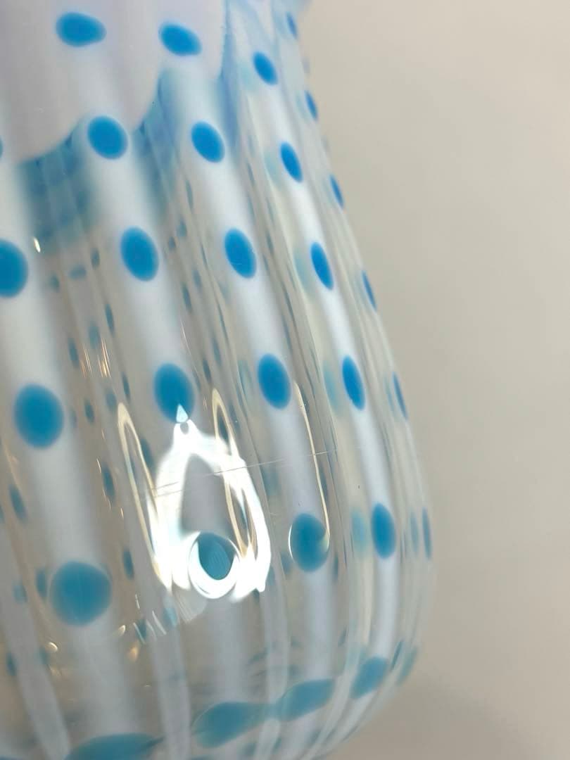 めぐお昔ガラス　フリル　ドット　乳白色　コンポート　気泡　アンティーク