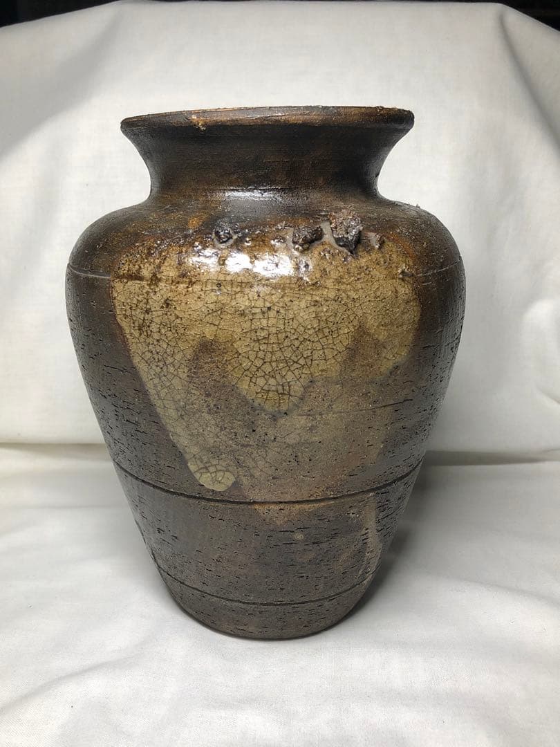 窯变大壺。花器。華道具。手造。戰前。名作家「北大路魯山人」。茶室美術。舊家藏出