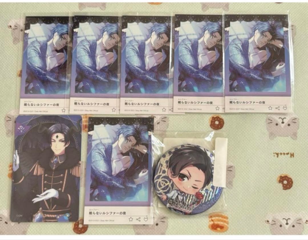 おべいみー　ルシファー　チェキ6枚　ボイスカード　ホロ缶バッジ
