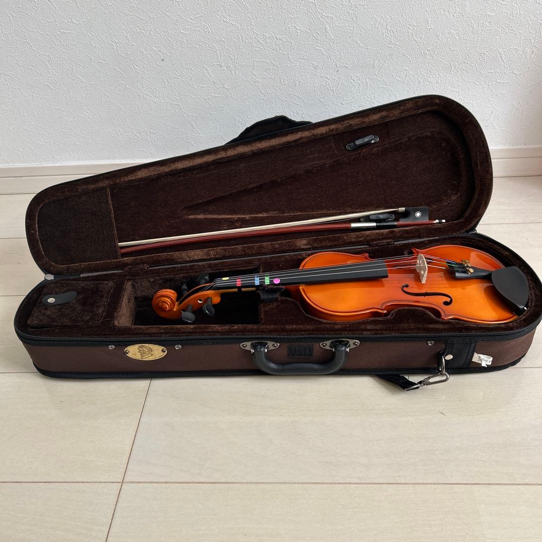 【美品】1/4バイオリン本体、ケース、肩当て、松脂付き