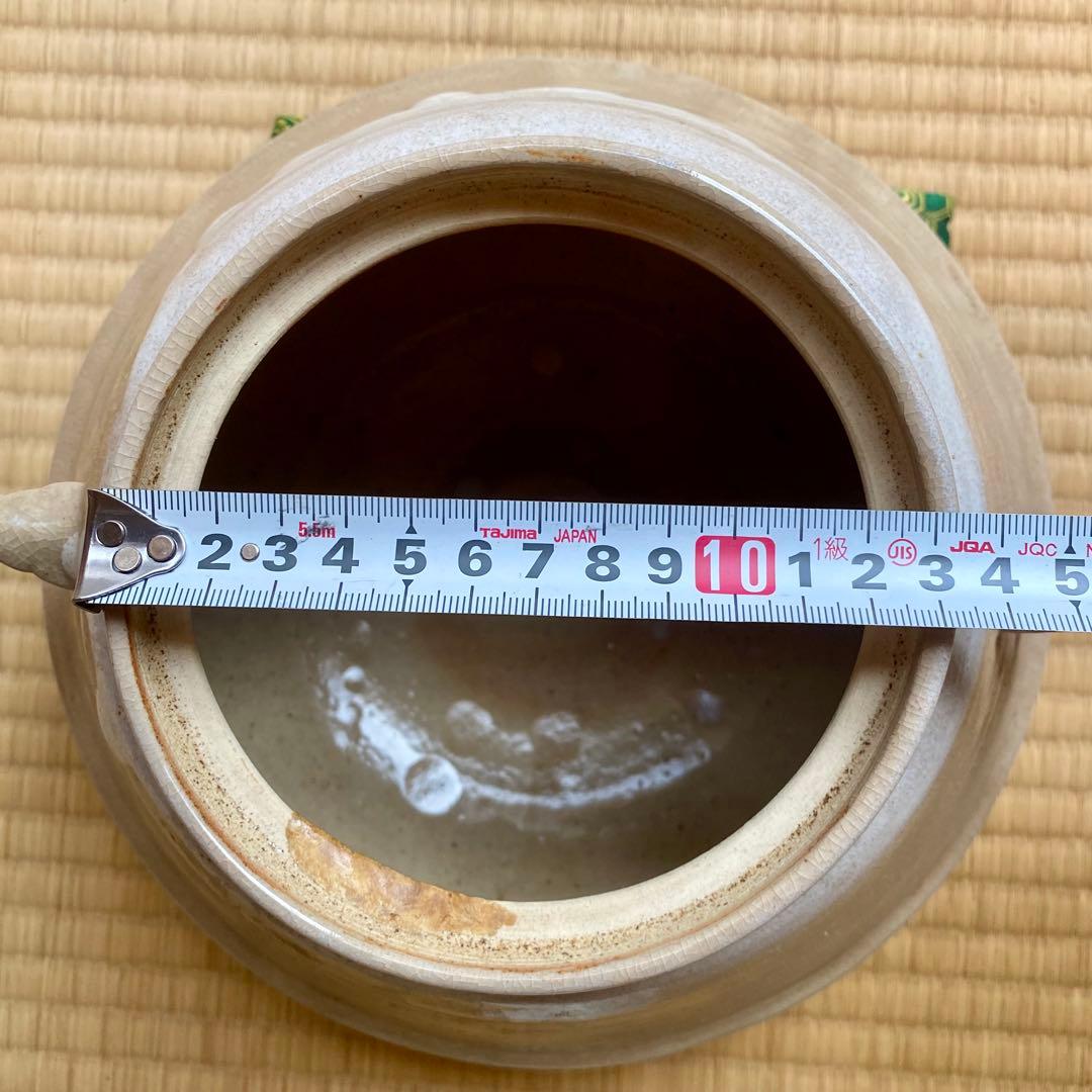 萩焼 白萩 耳付水指 茶道具 陶印あり 銘：松 貫入 梨地 水差し 骨董 共蓋付