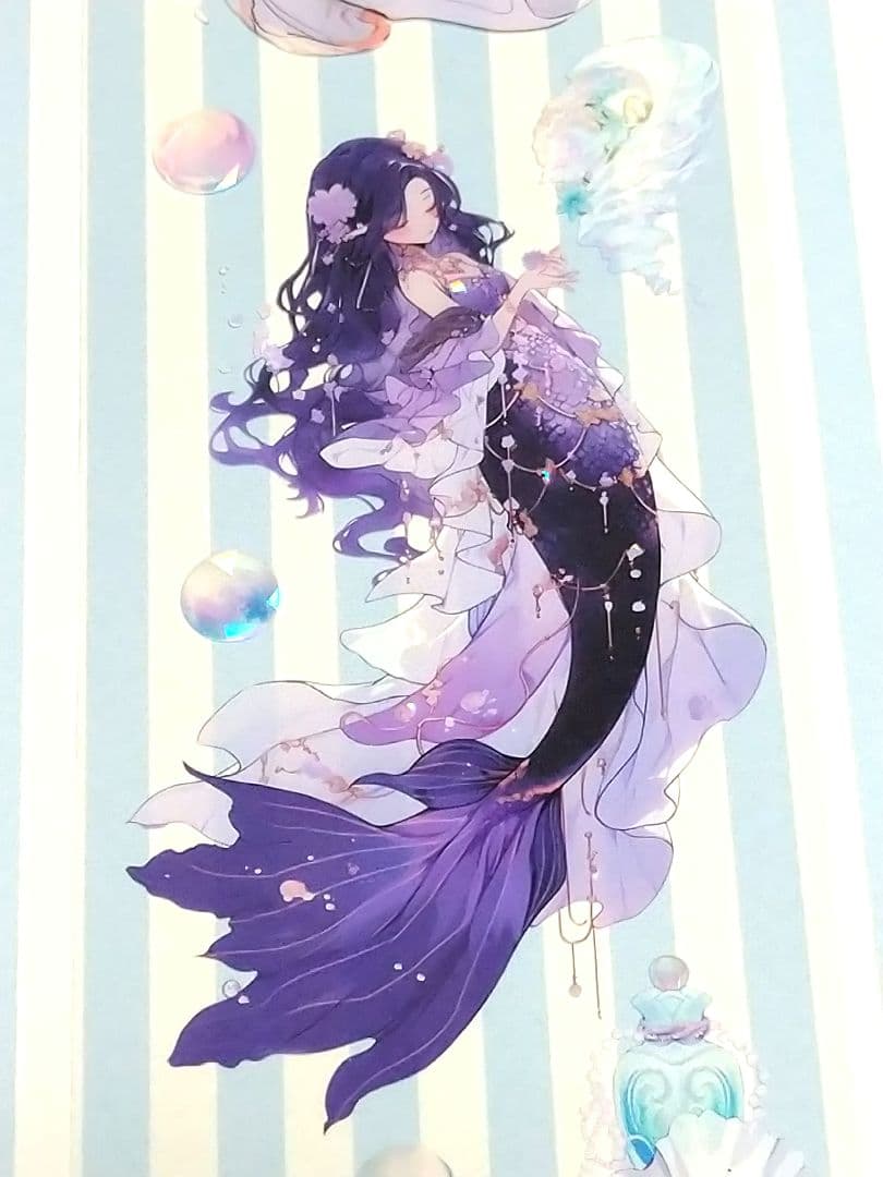 廃盤品✩J1052＃海囚(贝壳光)汐雾切り売り海外人物マステ女の子人魚AIマステ