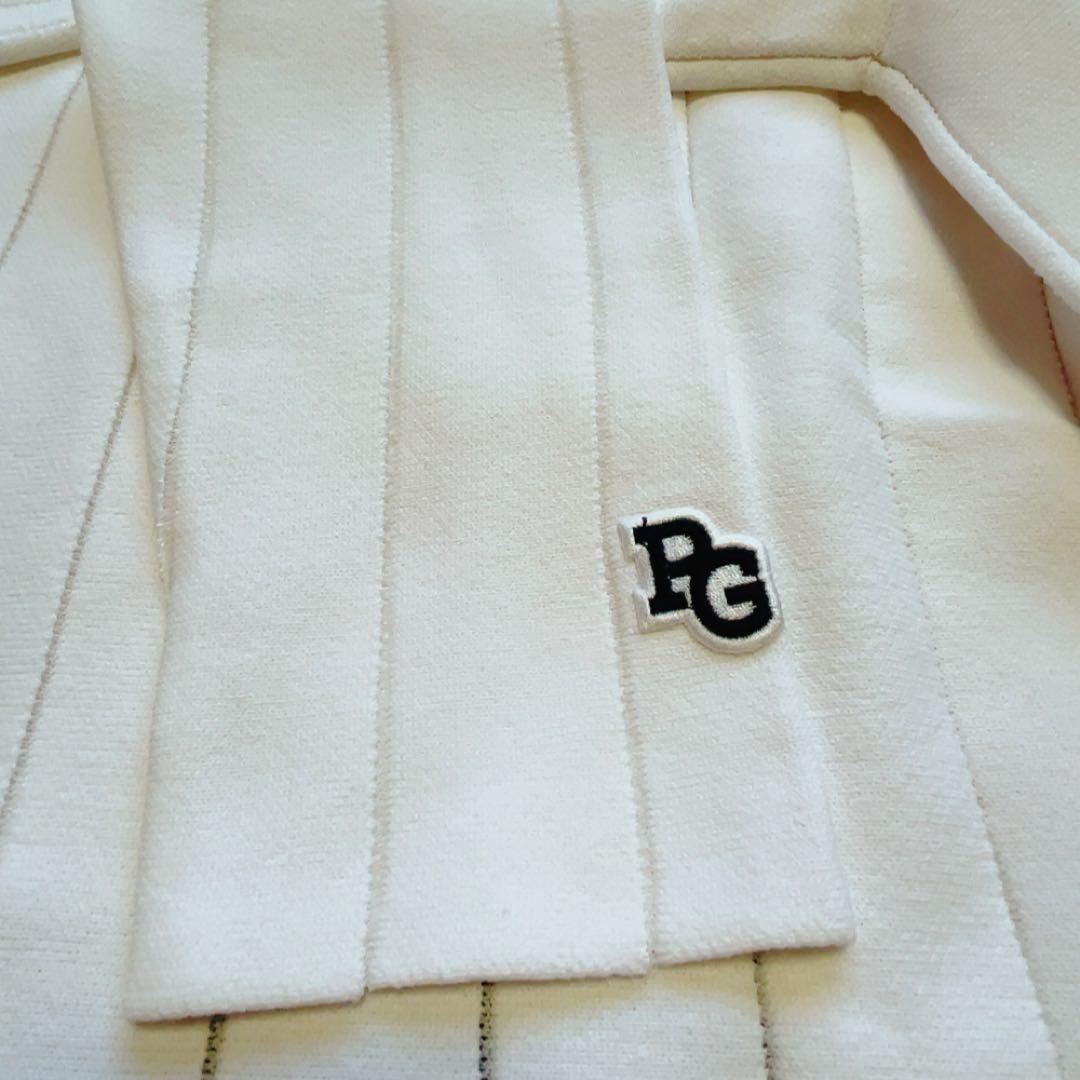 極美品　近年　パーリーゲイツ　ストライプ　ニット　セーター　白　麻