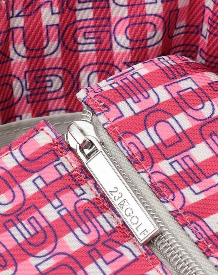 【新品タグ付】23区GOLF ピンク ロゴチェックバッグ