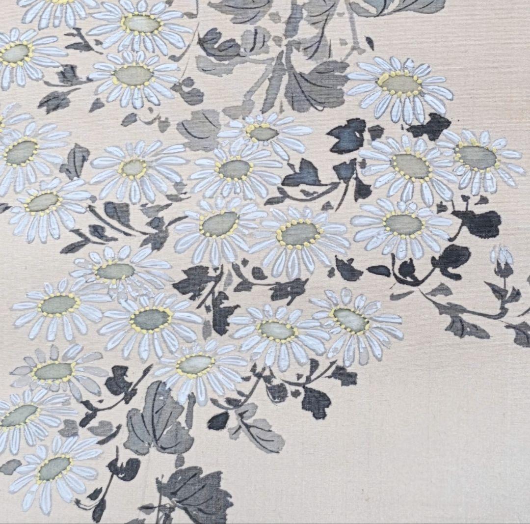 【枝垂れ白菊図】周平 2724 掛け軸 肉筆