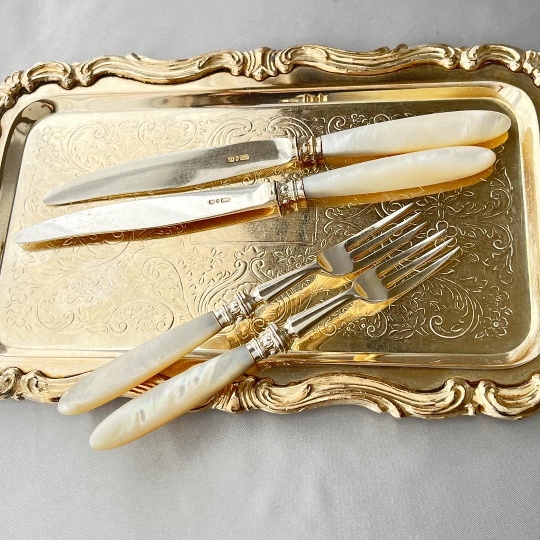 【C W Fletcher & Son 】【白蝶貝】パストリーセット 4本