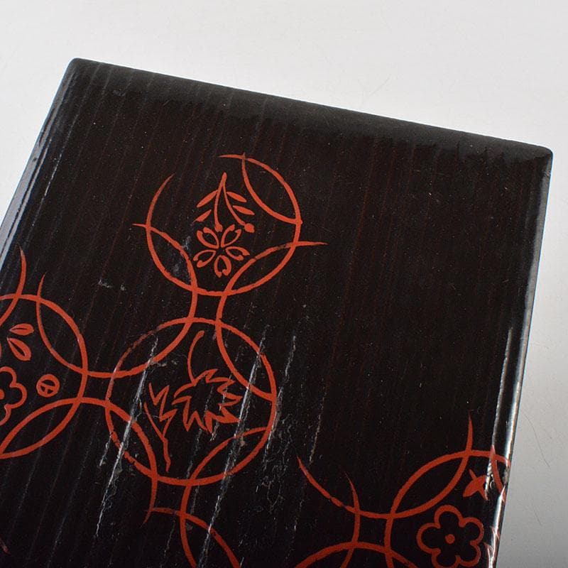 茶道具　黒漆　花蒔絵　桑茶箱　茶碗　棗など　六点一式　仕覆付　共箱　MR7276