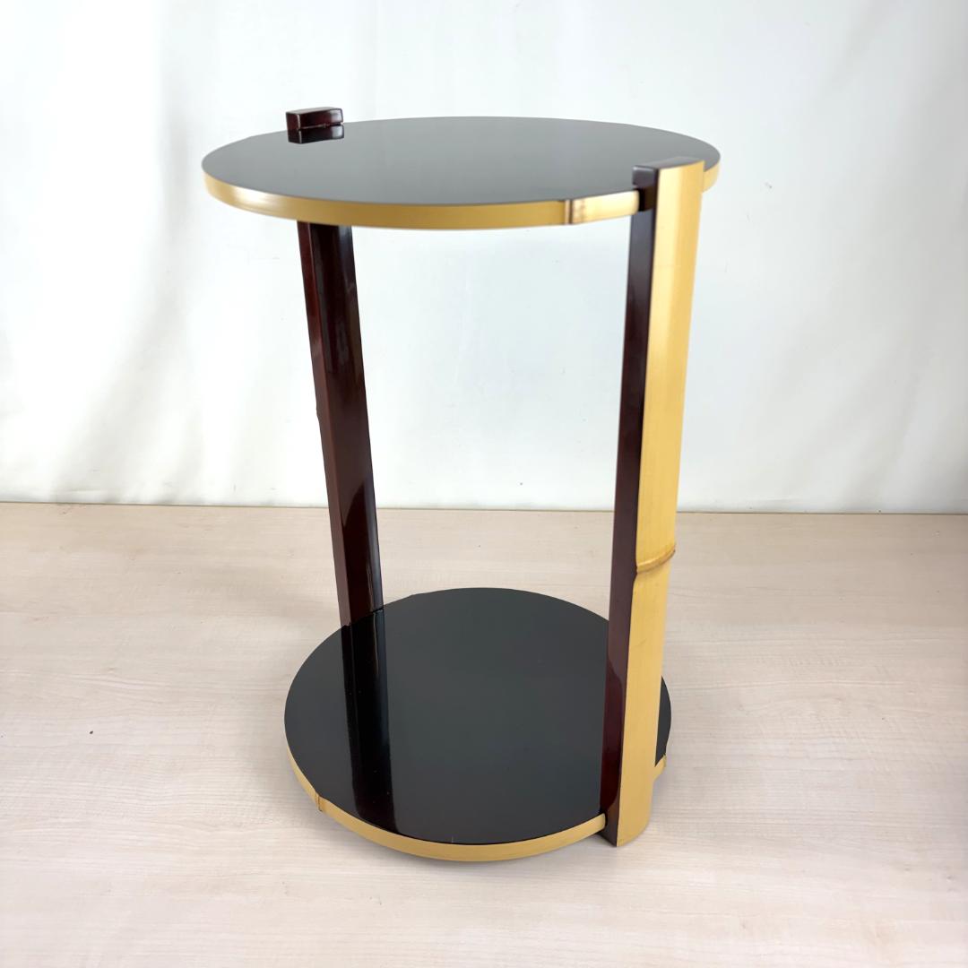 宗悦作 竹貼丸卓 溜塗 而妙奈好