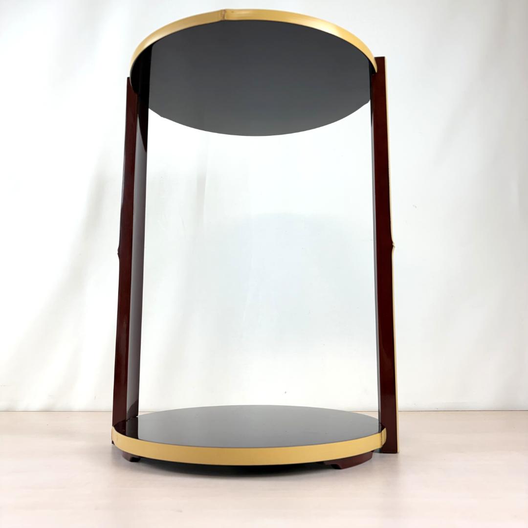 宗悦作 竹貼丸卓 溜塗 而妙奈好