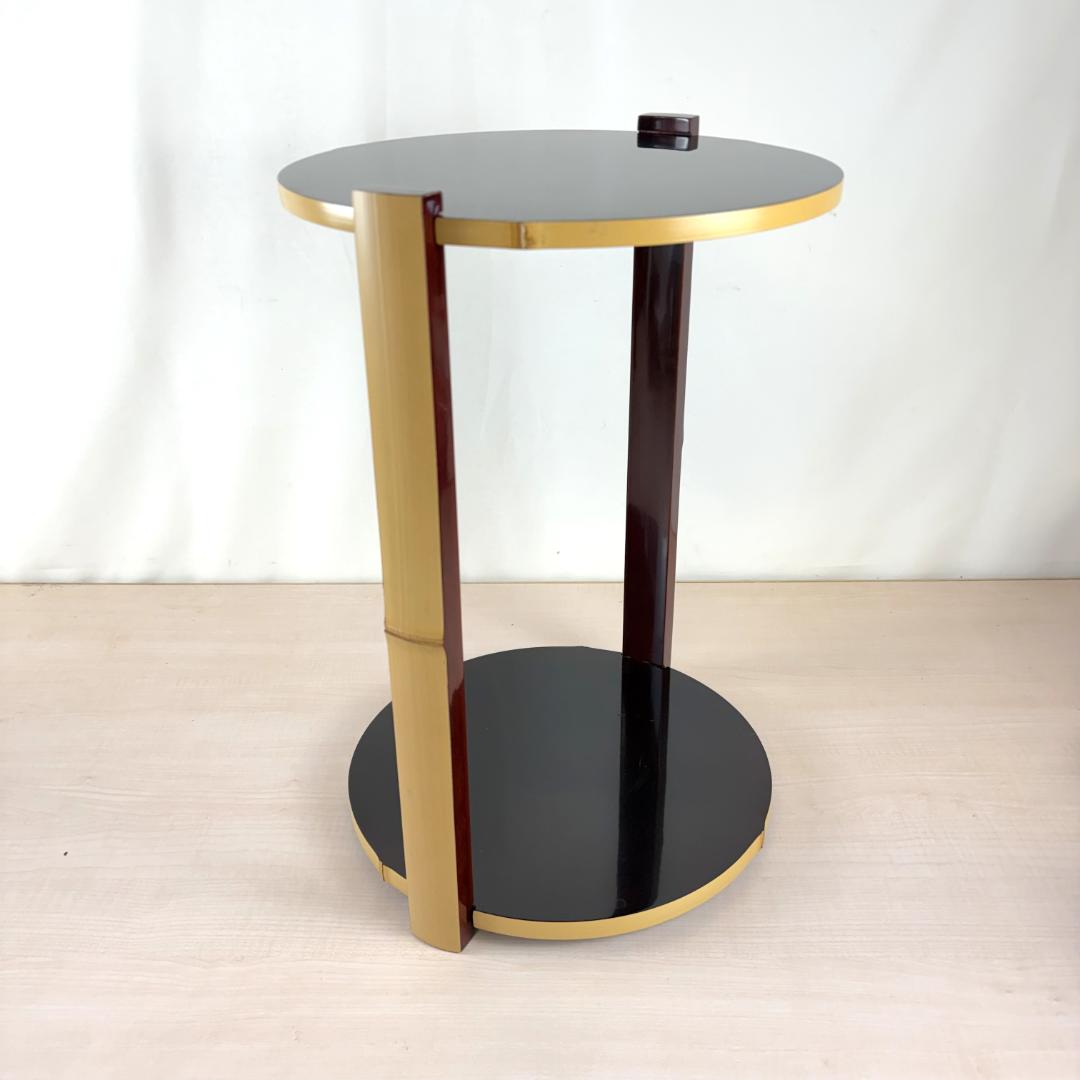 宗悦作 竹貼丸卓 溜塗 而妙奈好