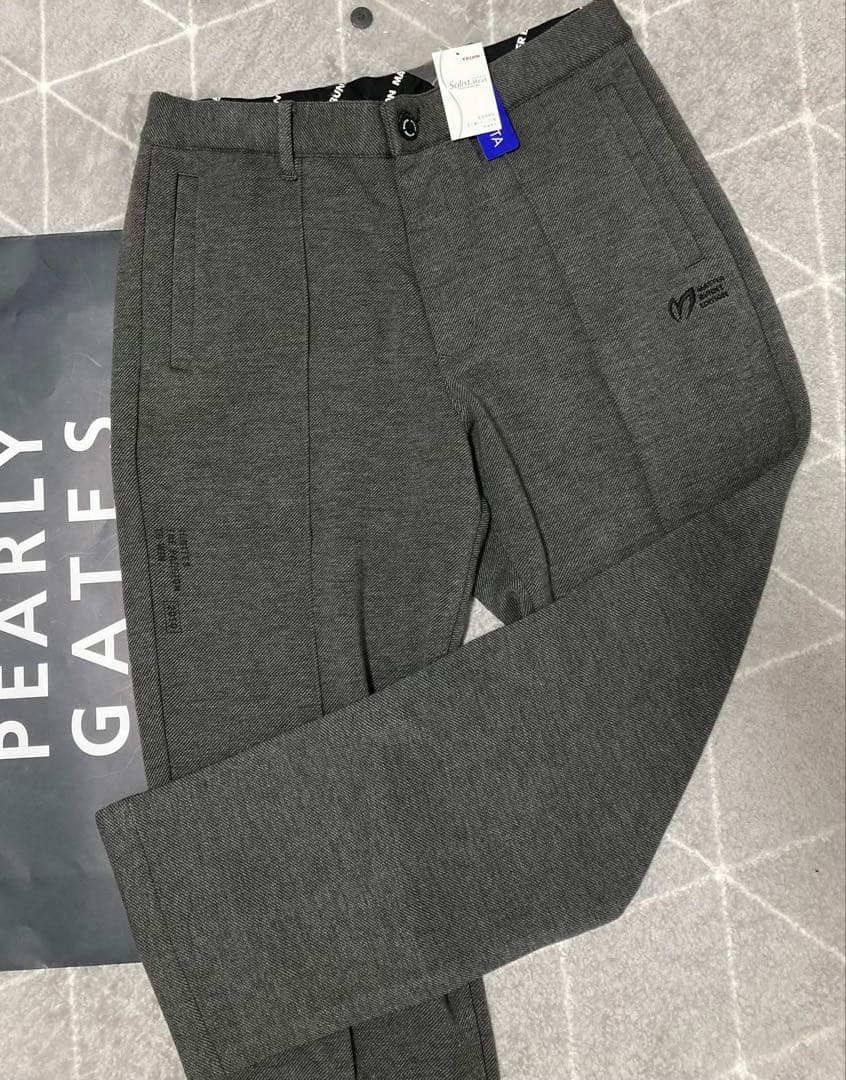 新品 パーリーゲイツ マスターバニー ソリストヒート ツイルパンツ(5)Lグレー